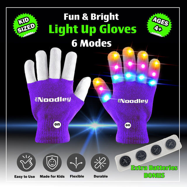 Purple LED Gloves, Light Up Shoe laces and Lighted Beanie Pom Hat Gift Set for Boys and Girls Kids Toys