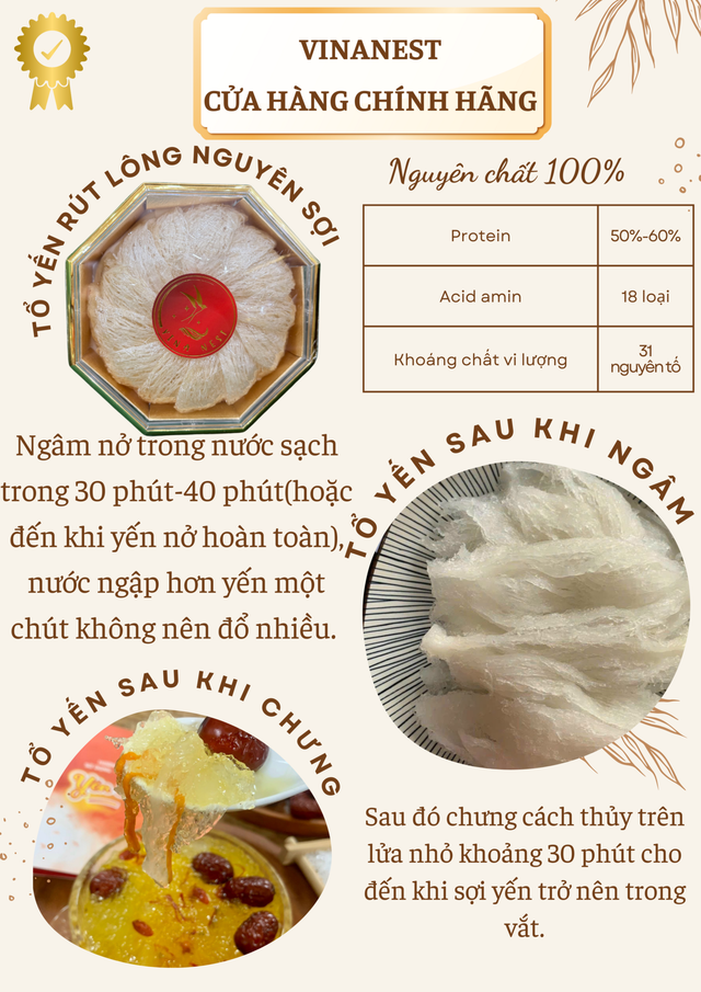 Tổ Yến Rút Lông Sợi (Vinanest 100% Fibers)