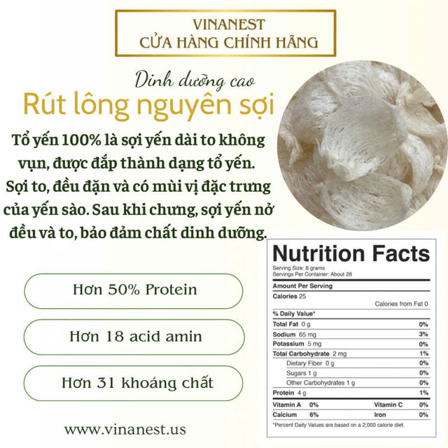 Tổ Yến Rút Lông Sợi (Vinanest 100% Fibers)