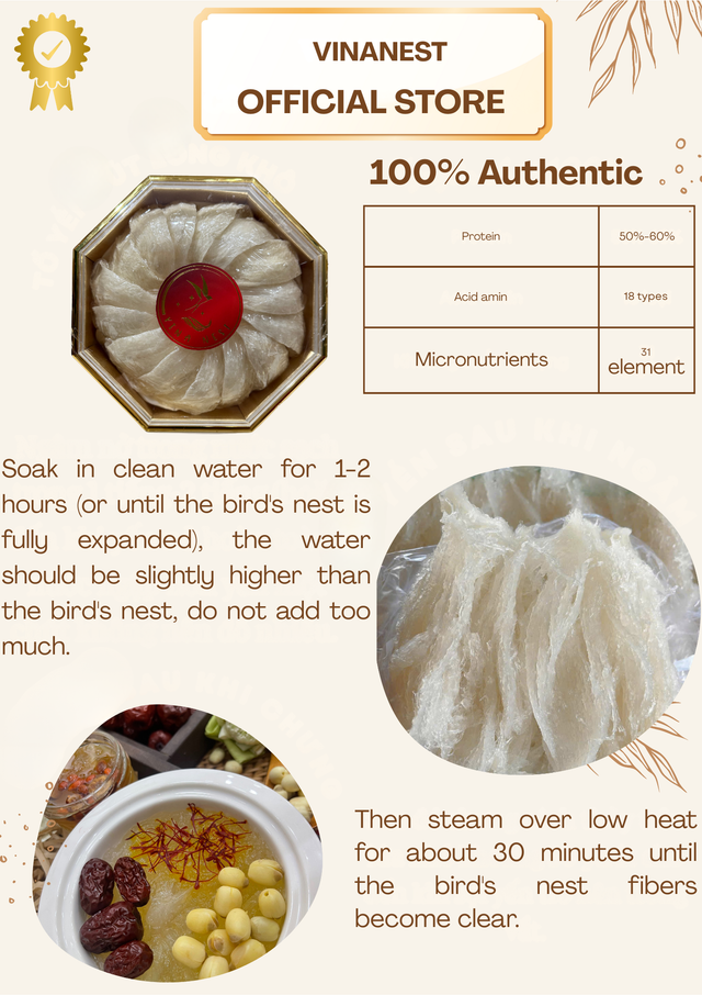 Tổ Yến Rút Lông Khô (Vinanest Original)