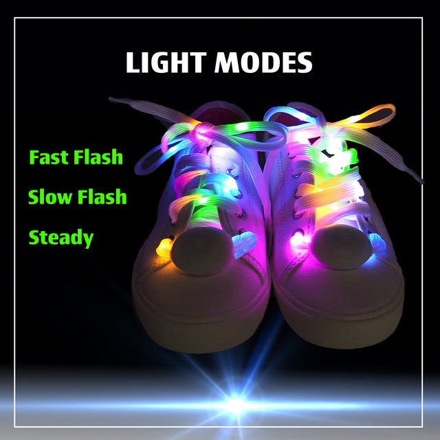 5 ColorFlashing LED Light Up Shoe Laces Glow in the Dark White Tie Shoelaces for Sneakers, Skates, 45 inch