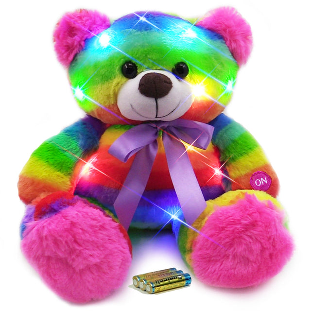 Rainbow Lites Teddy Bear Glow Plush LED Night Light Up Stuffed Animal (16 inch, Batteries Included)