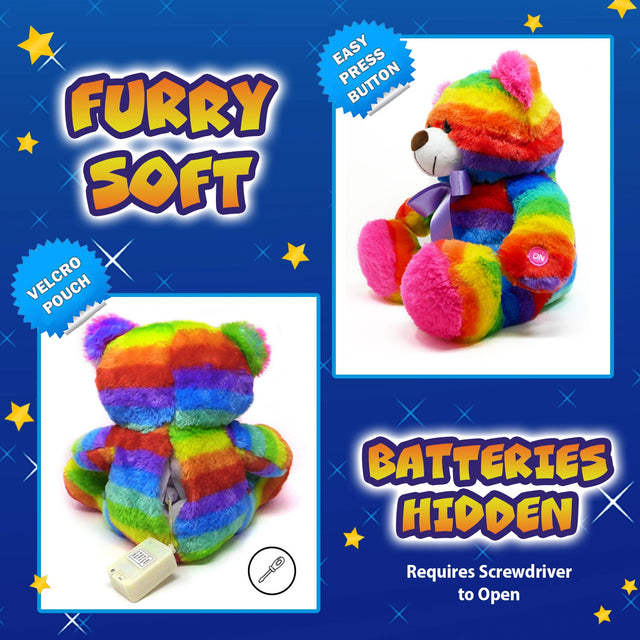 Rainbow Lites Teddy Bear Glow Plush LED Night Light Up Stuffed Animal 2 Pack Set (16 inch)