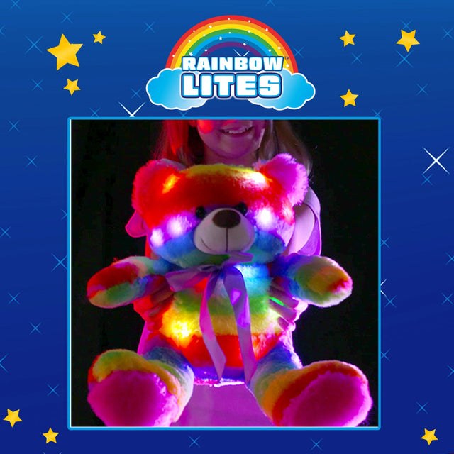 Rainbow Lites Teddy Bear Glow Plush LED Night Light Up Stuffed Animal 2 Pack Set (16 inch)