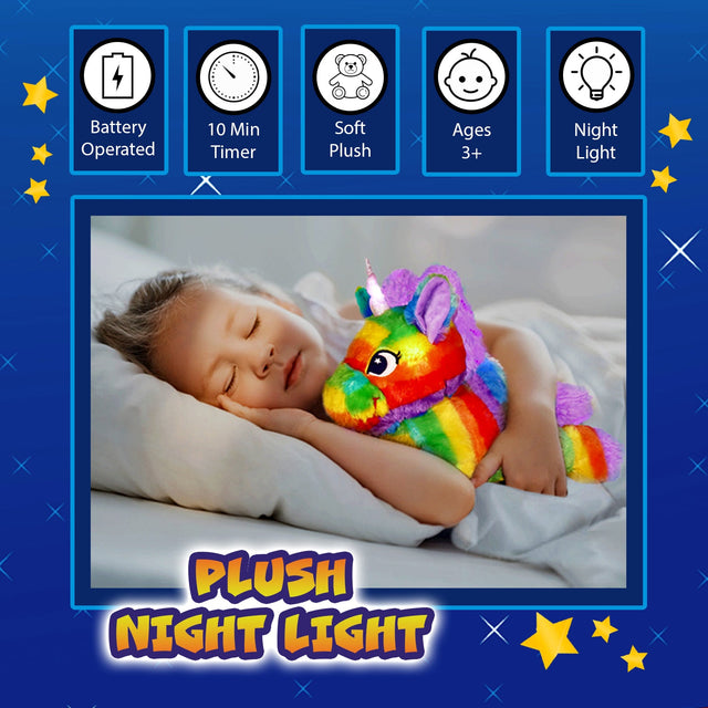 Rainbow Unicorn LED Light Up Stuffed Animal Glow Plush Sleep Toy Night Light for Girls 12 inch