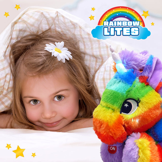 Rainbow Unicorn LED Light Up Stuffed Animal Glow Plush Sleep Toy Night Light for Girls 12 inch