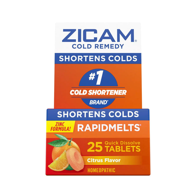 Zicam Zinc Cold Remedy RapidMelts, Quick Dissolve Tablets, Citrus, 25 ct