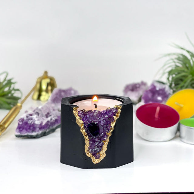 AMETHYST CANDLE HOLDER | DARK