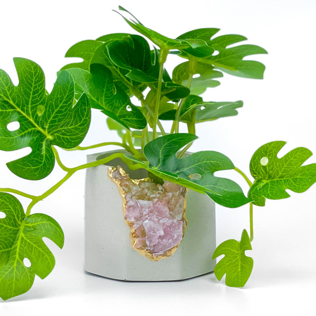 Raw ROSE QUARTZ GEODE PLANTER