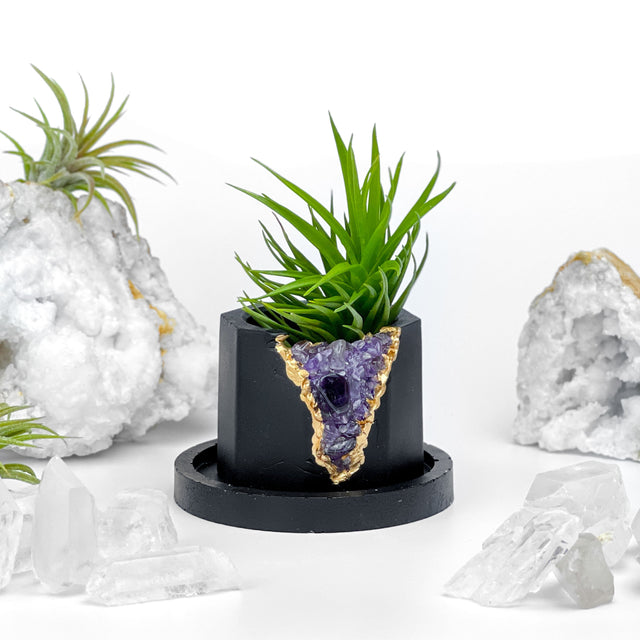 Black AMETHYST GEODE PLANTER