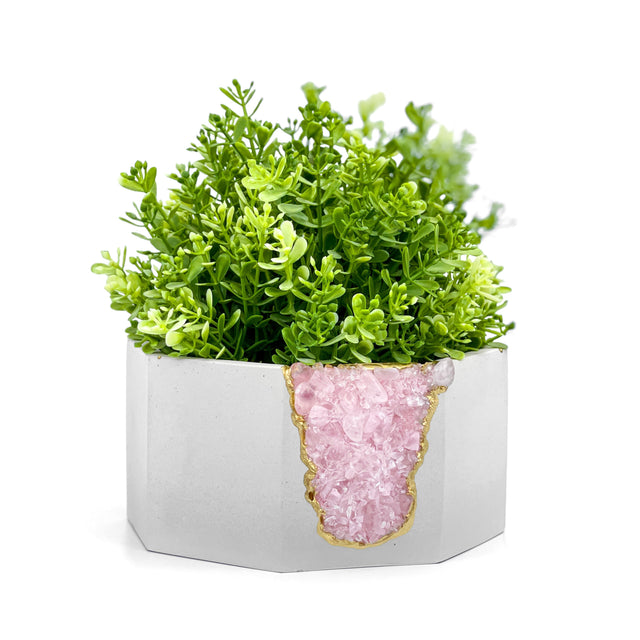 ROSE QUARTZ GEODE PLANTER