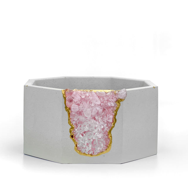ROSE QUARTZ GEODE PLANTER