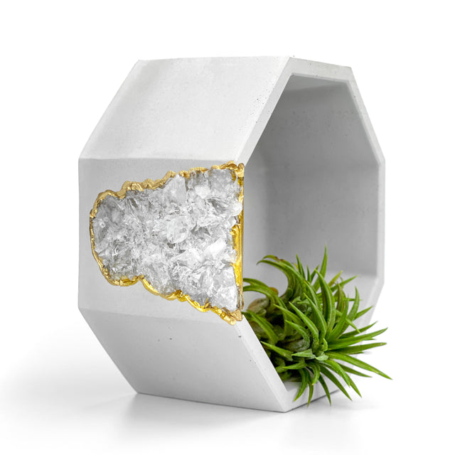 Raw CLEAR QUARTZ GEODE PLANTER