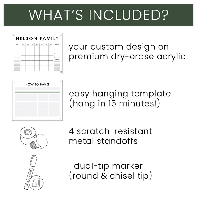 Frosted Acrylic Yearly Calendar | Horizontal Pennington