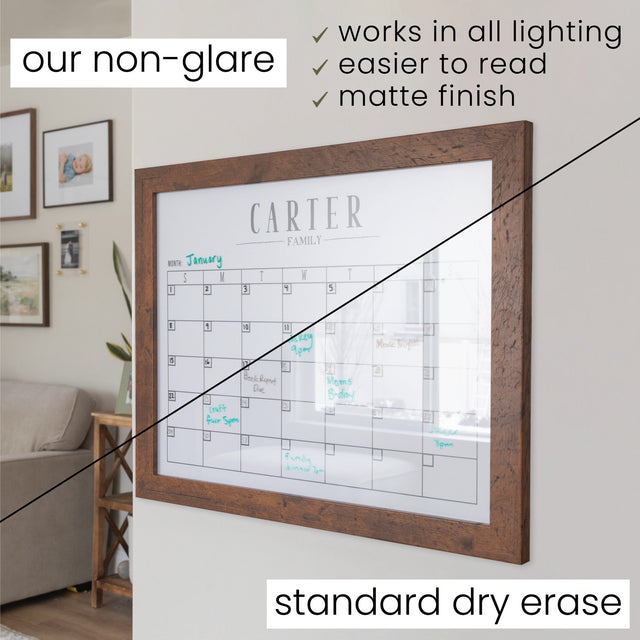 Framed Yearly Whiteboard Calendar | Vertical Pennington