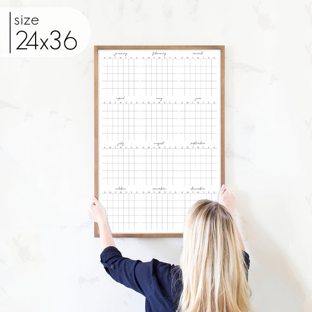 Framed Yearly Whiteboard Calendar | Vertical Pennington