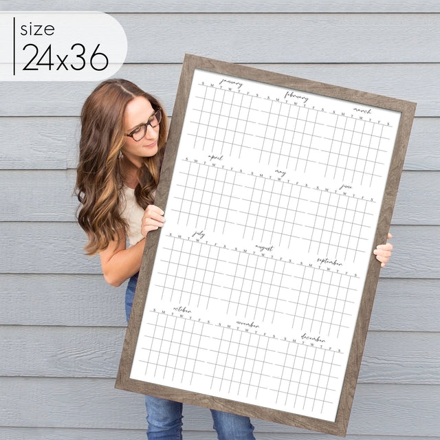 Framed Yearly Whiteboard Calendar | Vertical Pennington