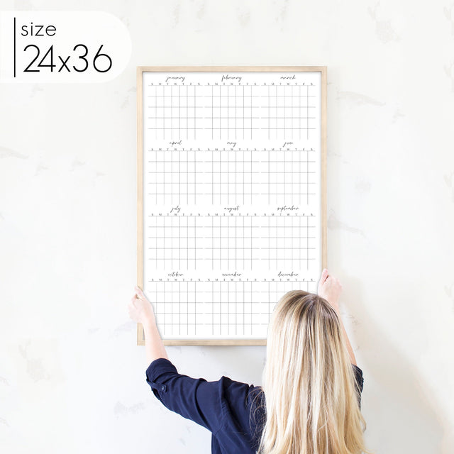 Framed Yearly Whiteboard Calendar | Vertical Pennington