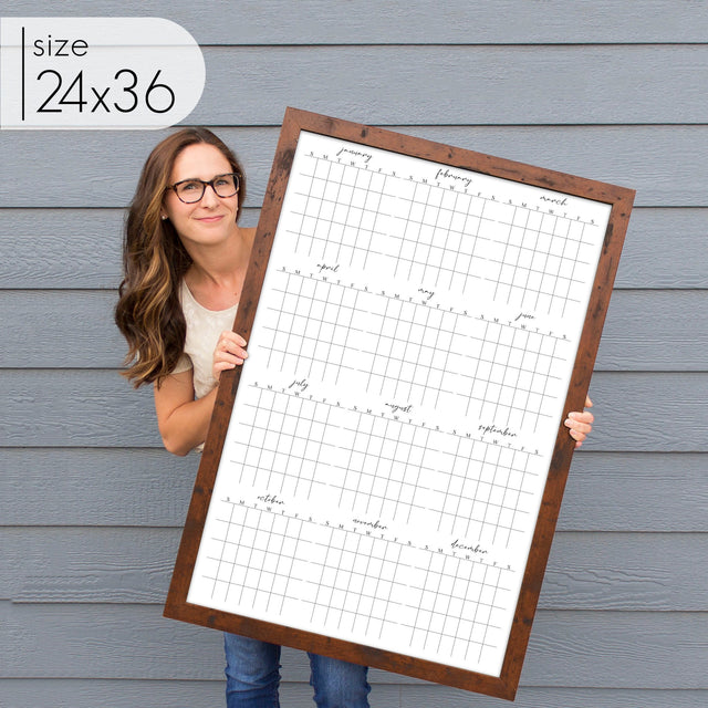 Framed Yearly Whiteboard Calendar | Vertical Pennington