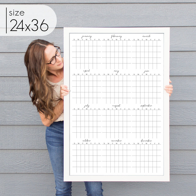 Framed Yearly Whiteboard Calendar | Vertical Pennington
