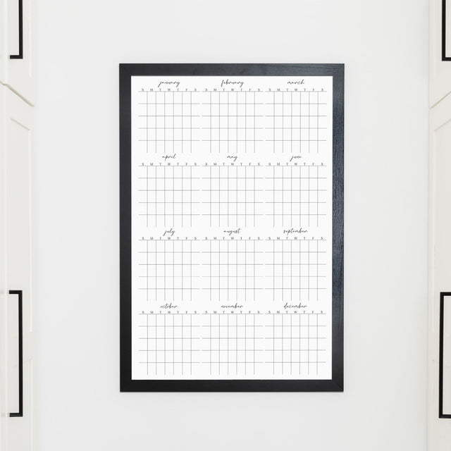 Framed Yearly Whiteboard Calendar | Vertical Pennington