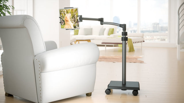 LEVO G2 Deluxe Tablet Floor Stand – Adjustable Height 30"–56", 5-Axis Arm, Universal Fit for iPad, Kindle, Samsung & More – Hands-Free Use in Bed, Sofa, Office – Gunmetal Grey