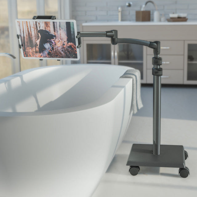 LEVO G2 Deluxe Tablet Floor Stand – Adjustable Height 30"–56", 5-Axis Arm, Universal Fit for iPad, Kindle, Samsung & More – Hands-Free Use in Bed, Sofa, Office – Gunmetal Grey