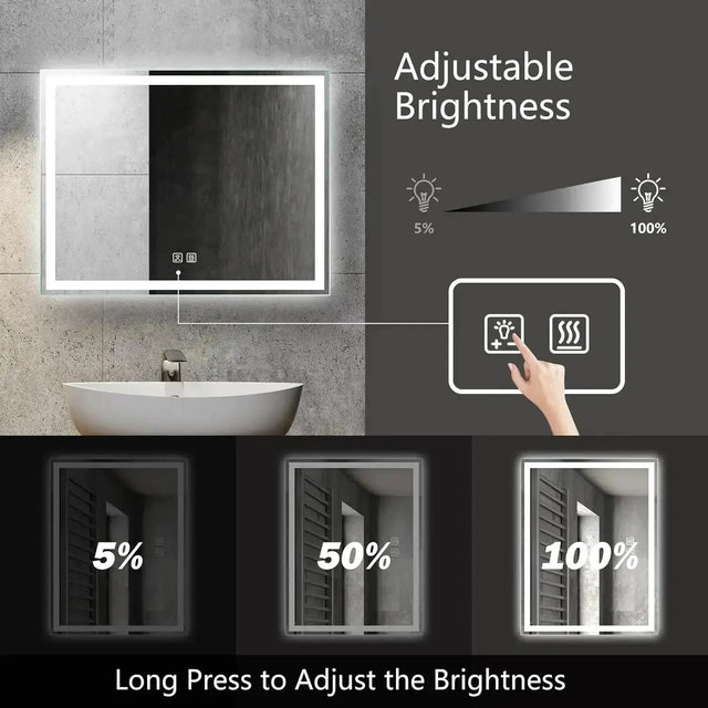 36 x 28 Inch Center Glow LED Bathroom Mirror