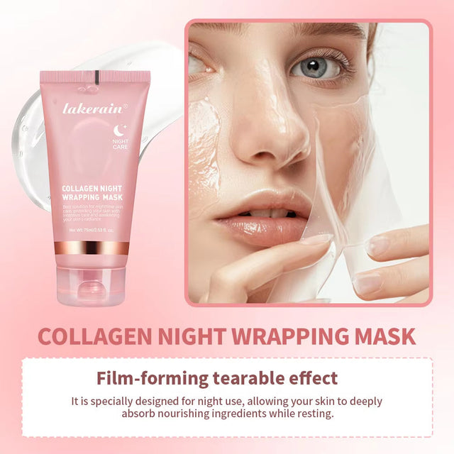 75Ml Collagen Peel-Off Mask Night Wrapping Facial Mud Firming Mask Daily 100G Collagen Jelly Cream Hydrolyzed Collagen Skin Care