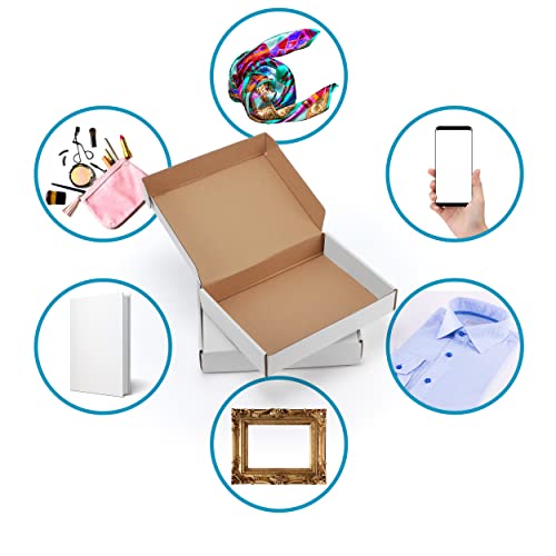 11x8x2 Inches Shipping Boxes Set of 20 White Corrugated Cardboard Mailing Boxes for Packaging