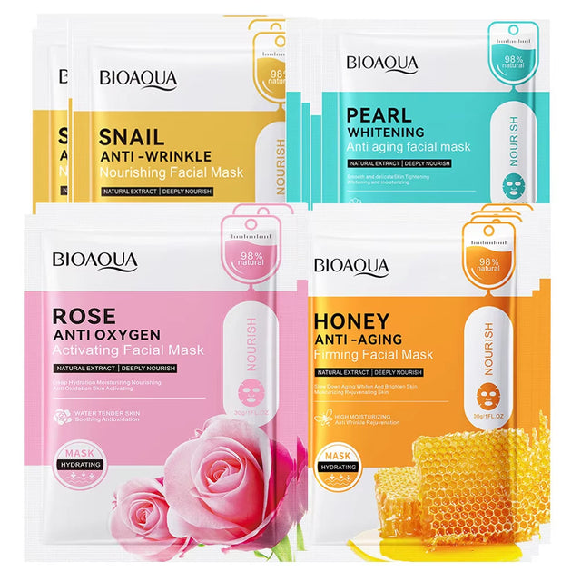 12Pc Rose Flower Extract Face Mask Korean Whitening Sheet Mask Moisturizing Mask Nourishing Skincare Facial Korean Fresh Product