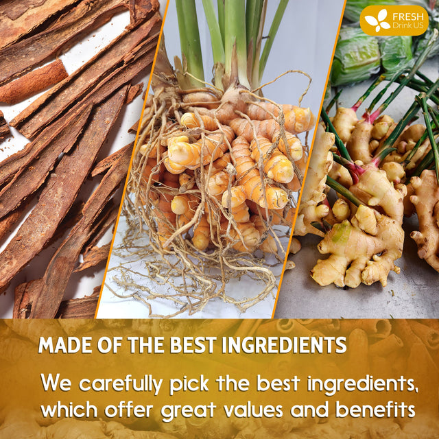 Turmeric, Ginger, Cinnamon Tea, Tea Bags, 100% Natural, Hand-made Blend of Turmeric, Ginger, and Cinnamon. Eco-conscious Tea Bags. Turmeric Ginger Herbal Tea. No Sugar, No Caffeine, No Gluten, Vegan.