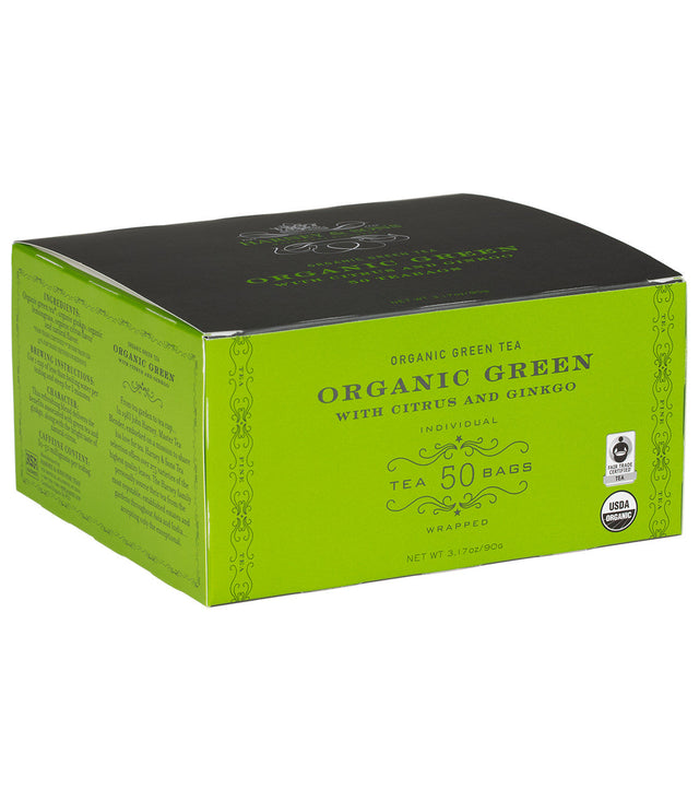 Organic Green with Citrus & Ginkgo, Box of 50 Wrapped Teabags