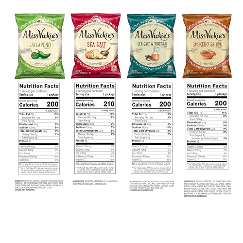 Miss Vickie's Kettle Cooked Potato Chips, Variety Pack, 1.375 Ounce (Pack of 28)