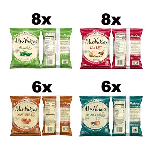 Miss Vickie's Kettle Cooked Potato Chips, Variety Pack, 1.375 Ounce (Pack of 28)