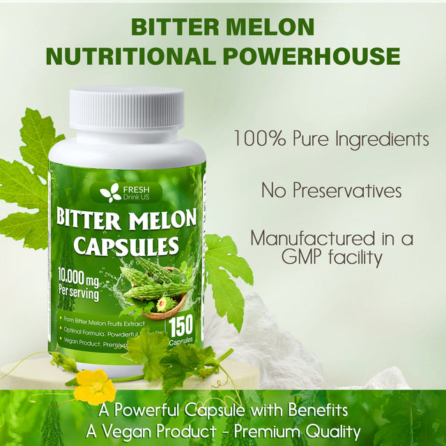 Bitter Melon Capsules, 1000mg, 150 Capsules - Gluten Free, Non-GMO
