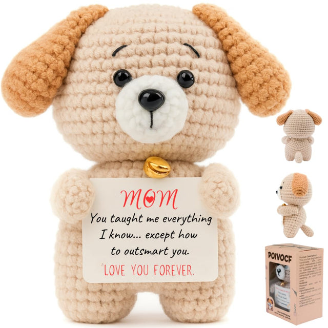 Teacher & Boss Appreciation Gift – Handmade Crochet Puppy Plush with Thank You Card – Cute Stuffed Animal for Mentor, Mom & Dad – Graduation, Christmas, Boss’s Day (Thank You)