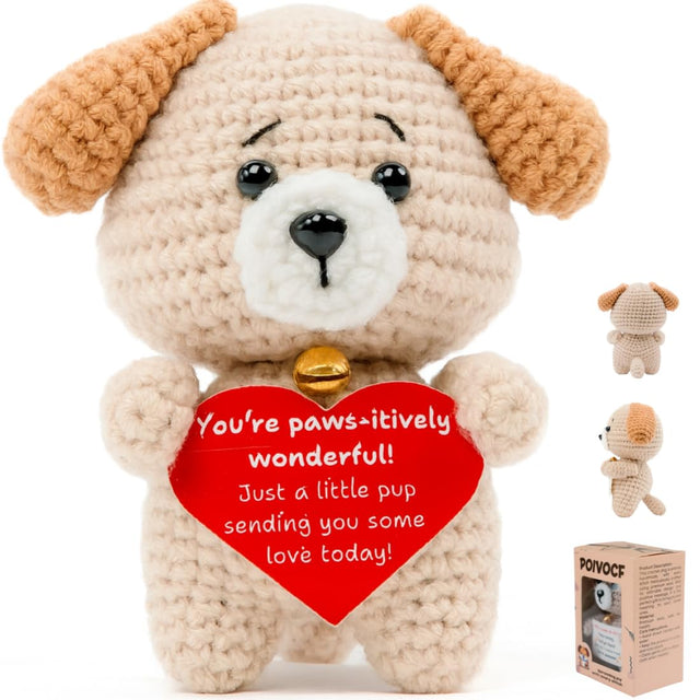 Teacher & Boss Appreciation Gift – Handmade Crochet Puppy Plush with Thank You Card – Cute Stuffed Animal for Mentor, Mom & Dad – Graduation, Christmas, Boss’s Day (Thank You)