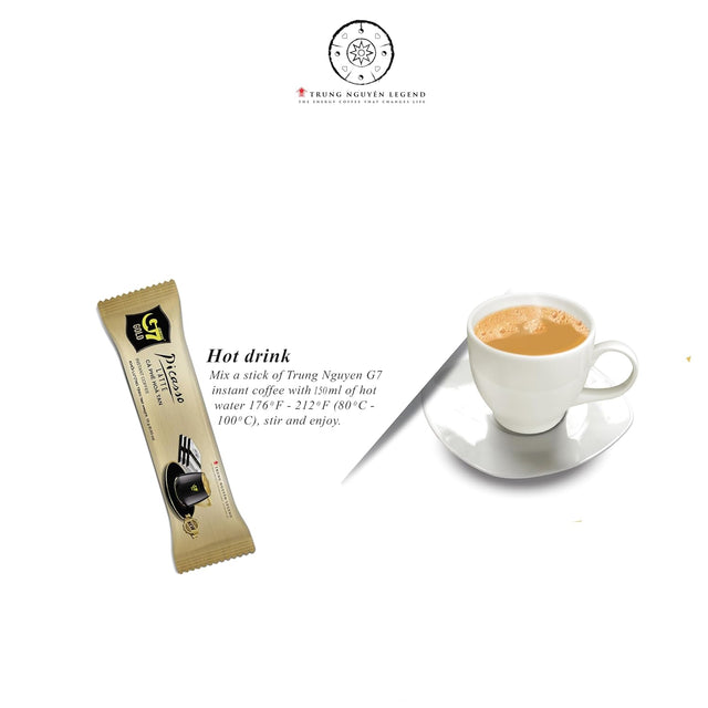 TRUNG NGUYEN G7 Gold Picasso Latte Instant Coffee Single Served Sticks for Energy Boost (8.9 oz - Box of 14 Sticks)