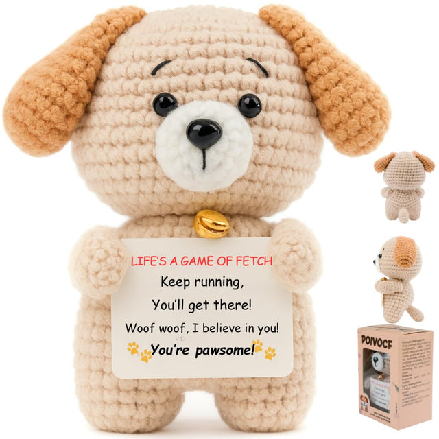 Teacher & Boss Appreciation Gift – Handmade Crochet Puppy Plush with Thank You Card – Cute Stuffed Animal for Mentor, Mom & Dad – Graduation, Christmas, Boss’s Day (Thank You)