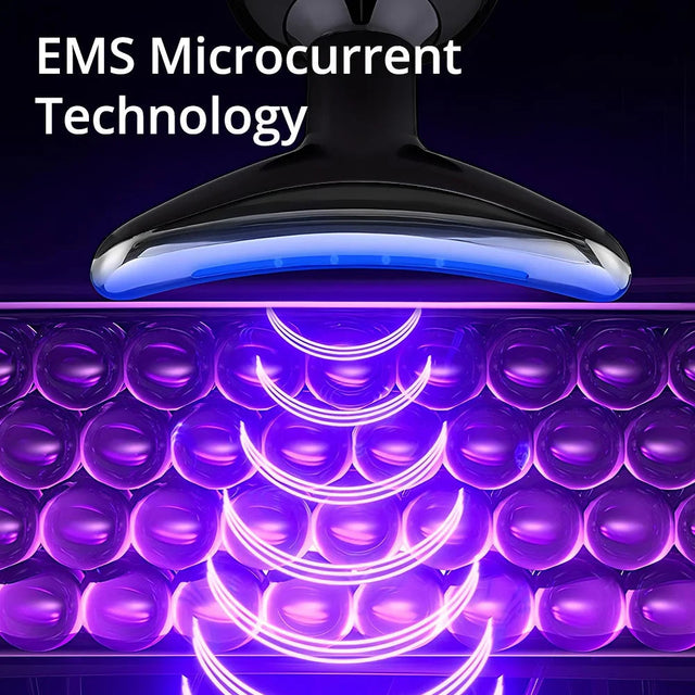 7 Color LED Neck Tightening Facial Device,Red Light Therapy for Face,Neck Lifting Device Face Massager for Face Lift, Facial Massager, anti Aging, 3 in 1 Portable Skin Care Tools, White