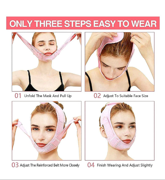 SLIM FACE SLIMMING BAND FACIAL BELT DOUBLE CHIN REDUCER V LINE FACE LIFT anti SNORE WRINKLE FACE BANDAGE DOUBLE CHIN STRAP SAGGING FACE CONTOUR JAWLINE TIGHTEN STRAP 1PK