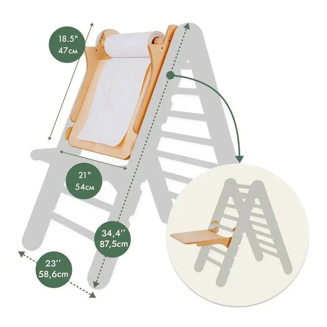 6in1 Montessori Climbing Set: Triangle Ladder + Arch/Rocker + Slide/Ramp + Net + Cushion + Art Addition