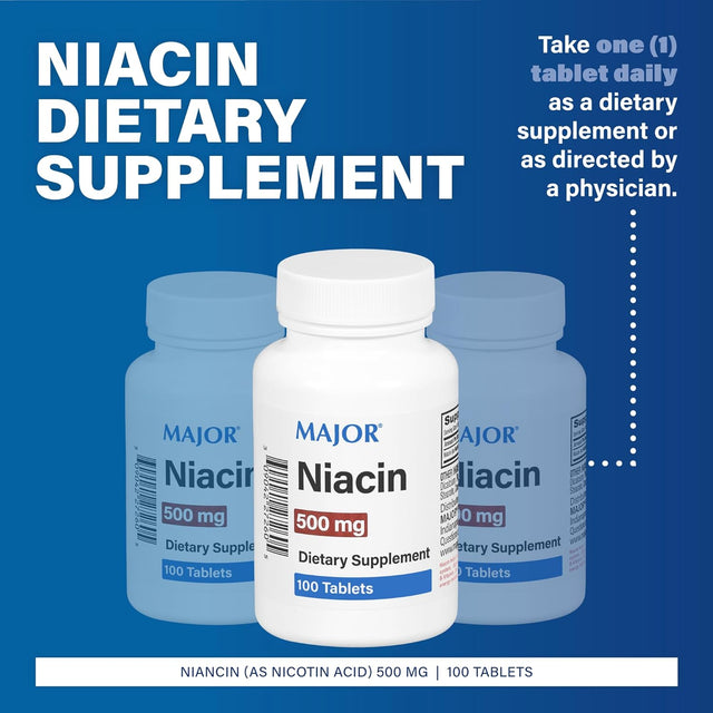 Major Niacin (B3) Dietary Supplement, 500 mg