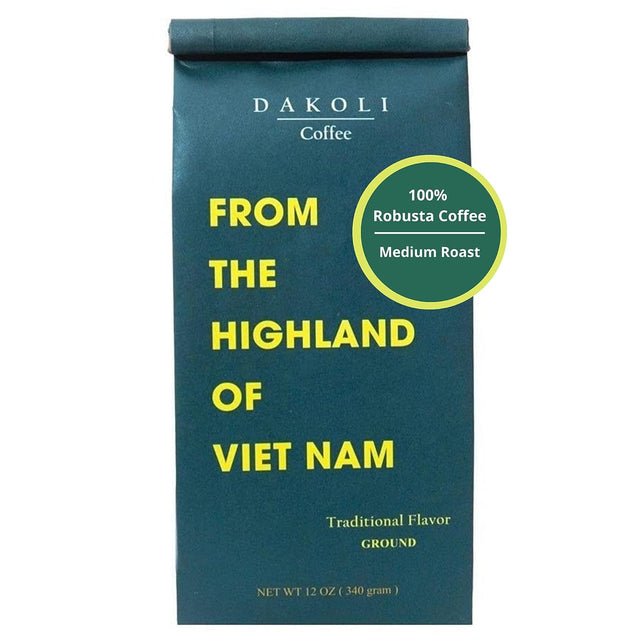 Dakoli Coffee -100% Vietnamese Robusta with Traditional Flavor, 12 Oz (340g)