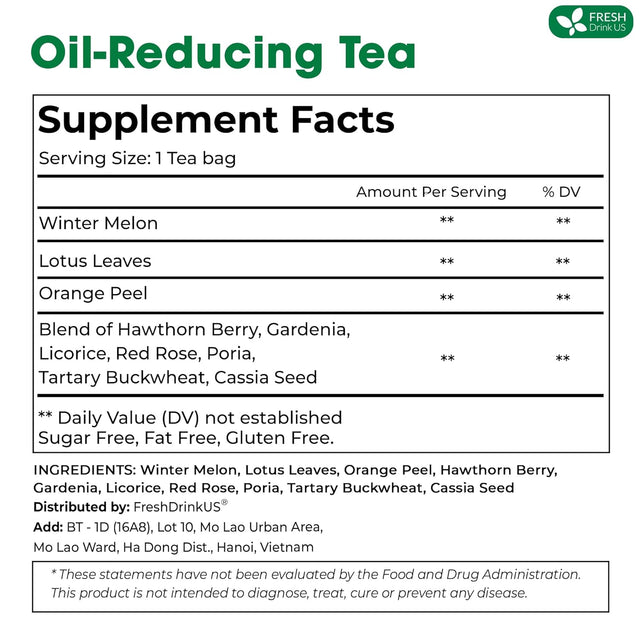 Oil Reducing Tea, Oil Cleansing for Liver, 10 Herbal Ingredients, Traditional Recipe Tea for Liver, 100% Natural, Easy Brewing, Steep Repeatedly (Tea Bags/ Tea Packs)