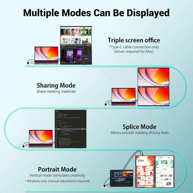 InnoView Foldable 15.6" Dual Portable Monitor-INVPM009-05B