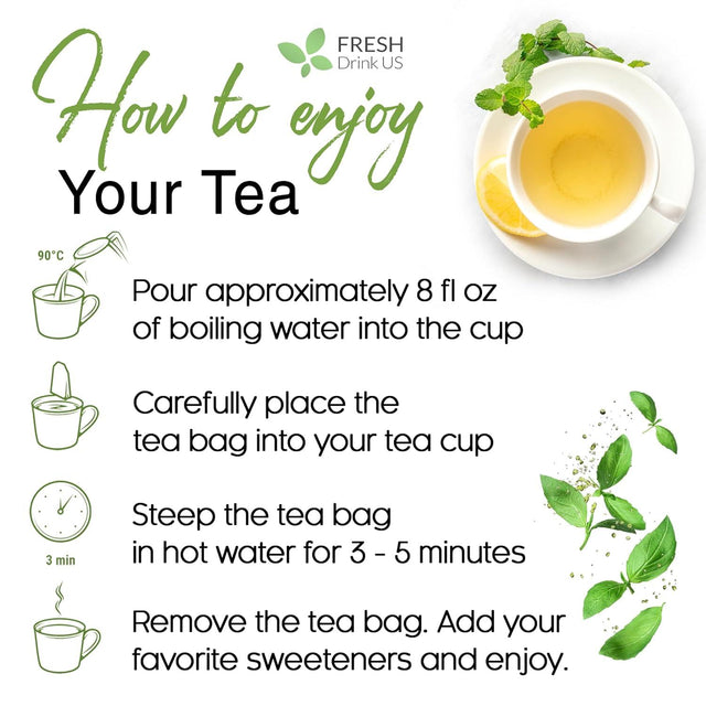 Premium Lemon Balm Leaf Tea Bags, 100% Natural & Pure from Lemon Balm Leaves. Loose Leaf Lemon Balm Herbal Tea. Lemon Balm Leaf Tea. No Sugar, No Caffeine, No Gluten, Vegan.