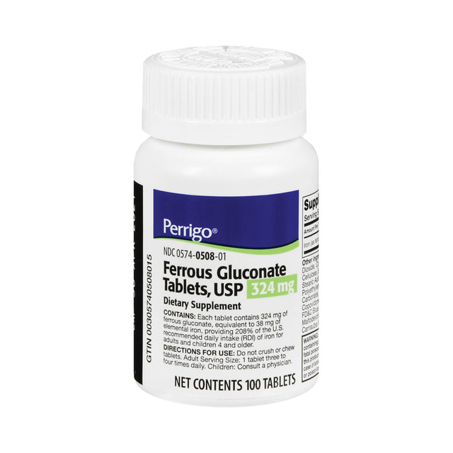 Perrigo Ferrous Gluconate Dietary Supplement, 324 mg