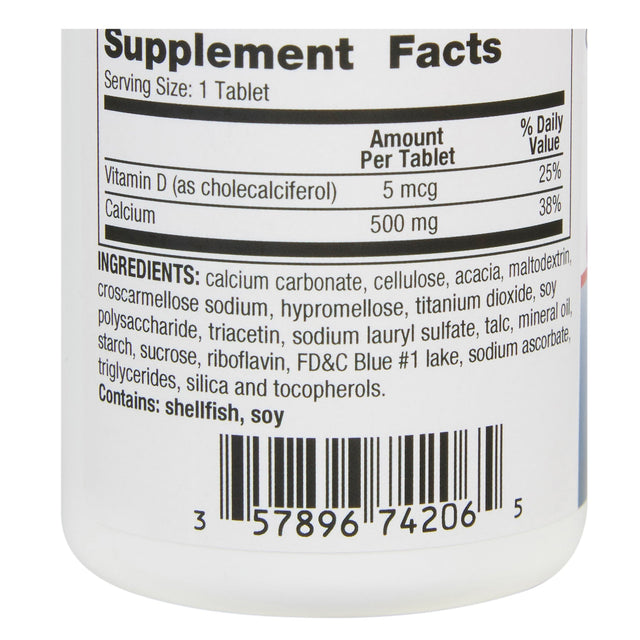 Geri-Care Oyster Shell Calcium Plus Vitamin D Supplement, 500 mg, 60 tablets